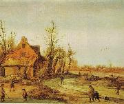 Esaias Van de Velde A Winter Landscape oil painting on canvas